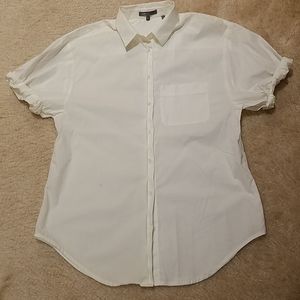 VINCE COTTON  RUFFLED SHORT SLEEVE TOP  SIZE  S